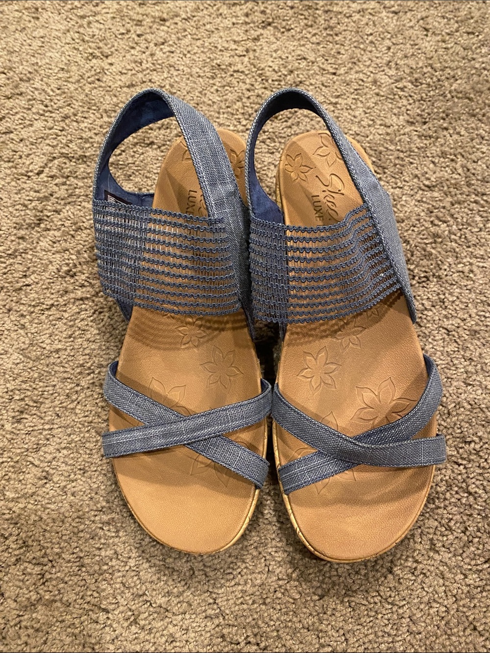 Skechers Denim Blue Elastic-Strap Women's Sandals